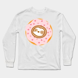 Cute Heart Sprinkle Donut Sloth Long Sleeve T-Shirt